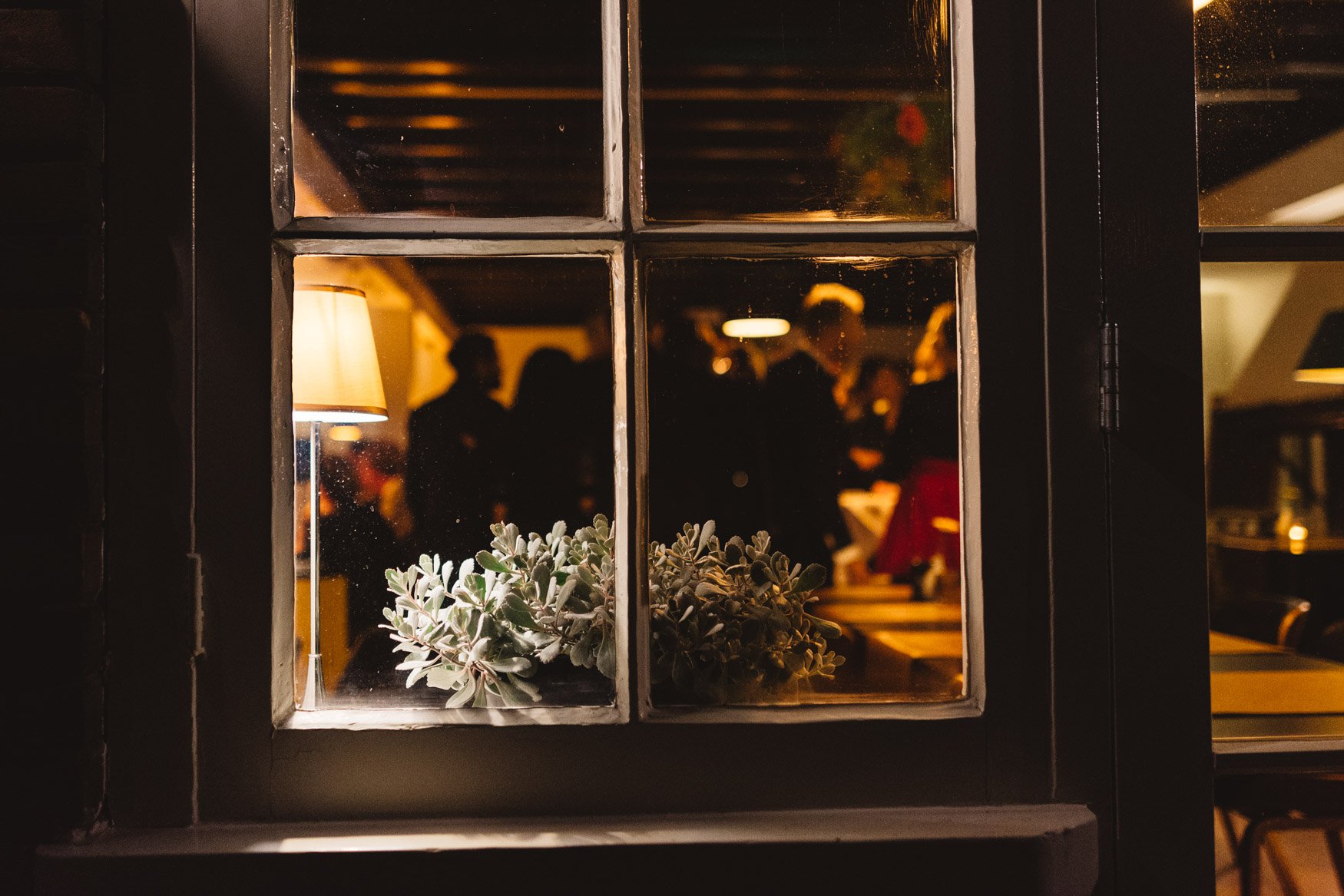 through the window