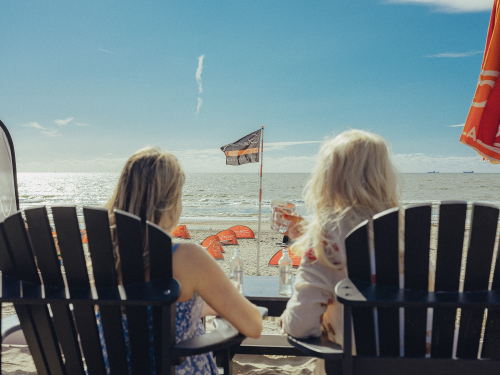 Unstaged Mother and Daughter Photo Session by the Sea