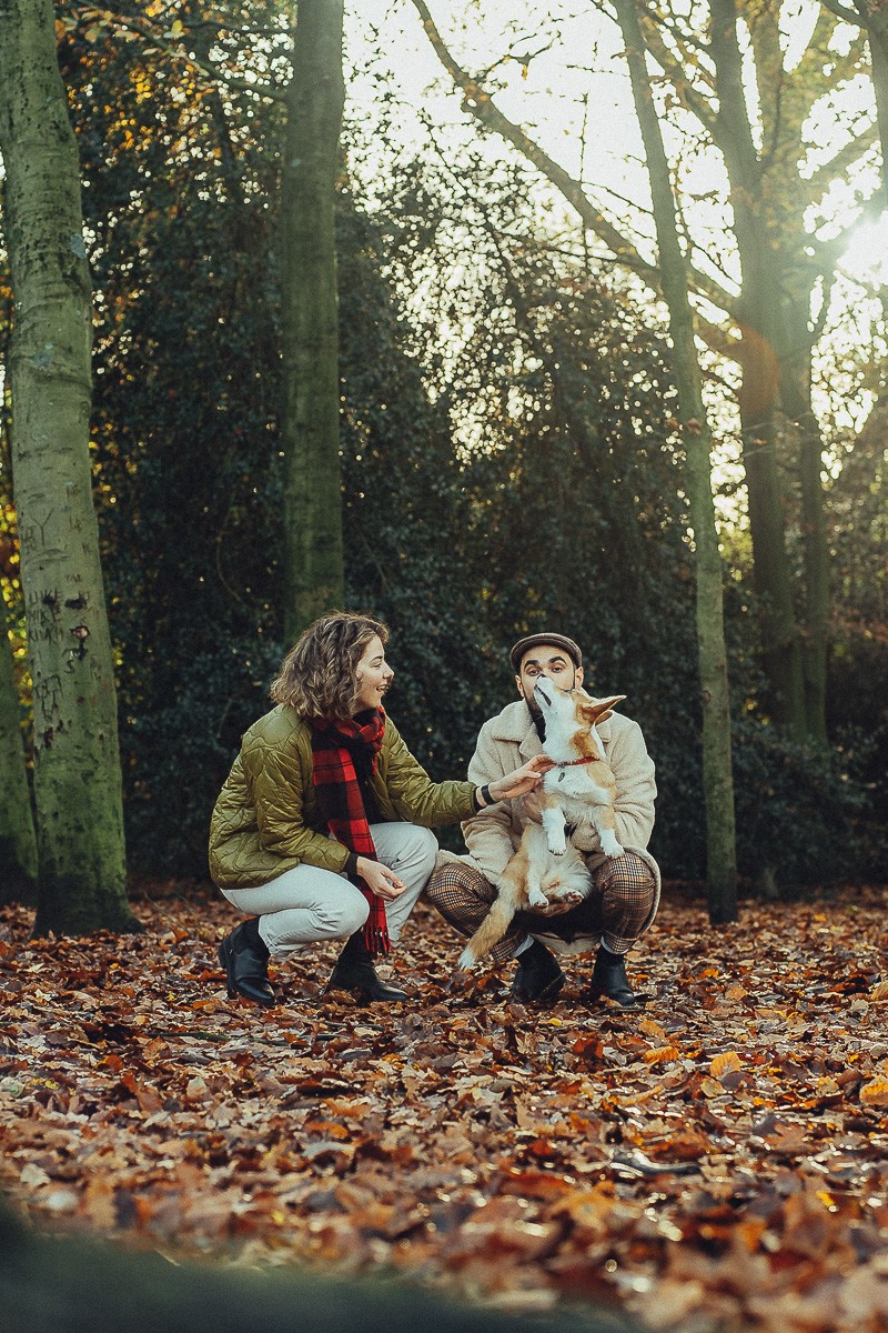 cinematic couple shoot with dog in amsterdam
