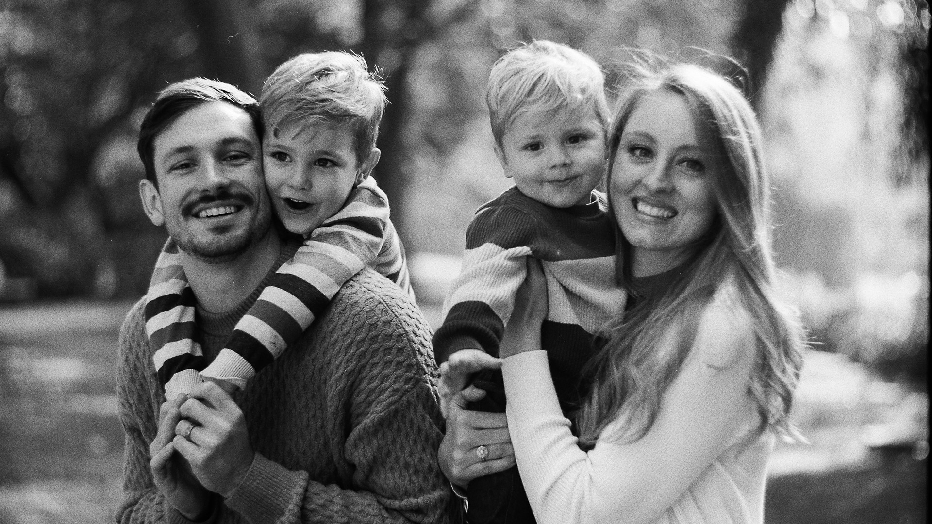 Black and white analog photography session shot on film outdoors