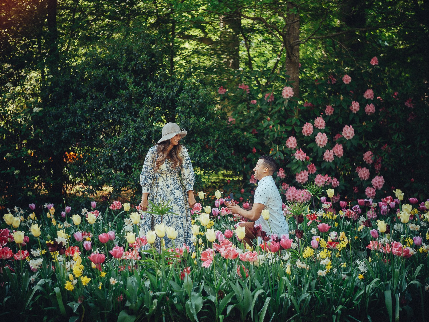 Proposal Photography Among Tulips