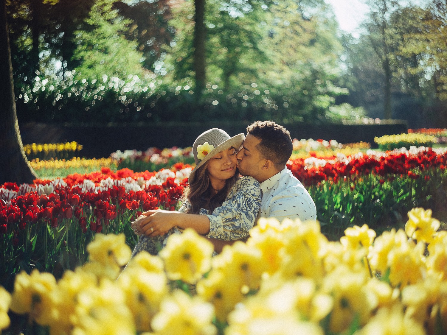 Huwelijksaanzoek fotoshoot in Keukenhof