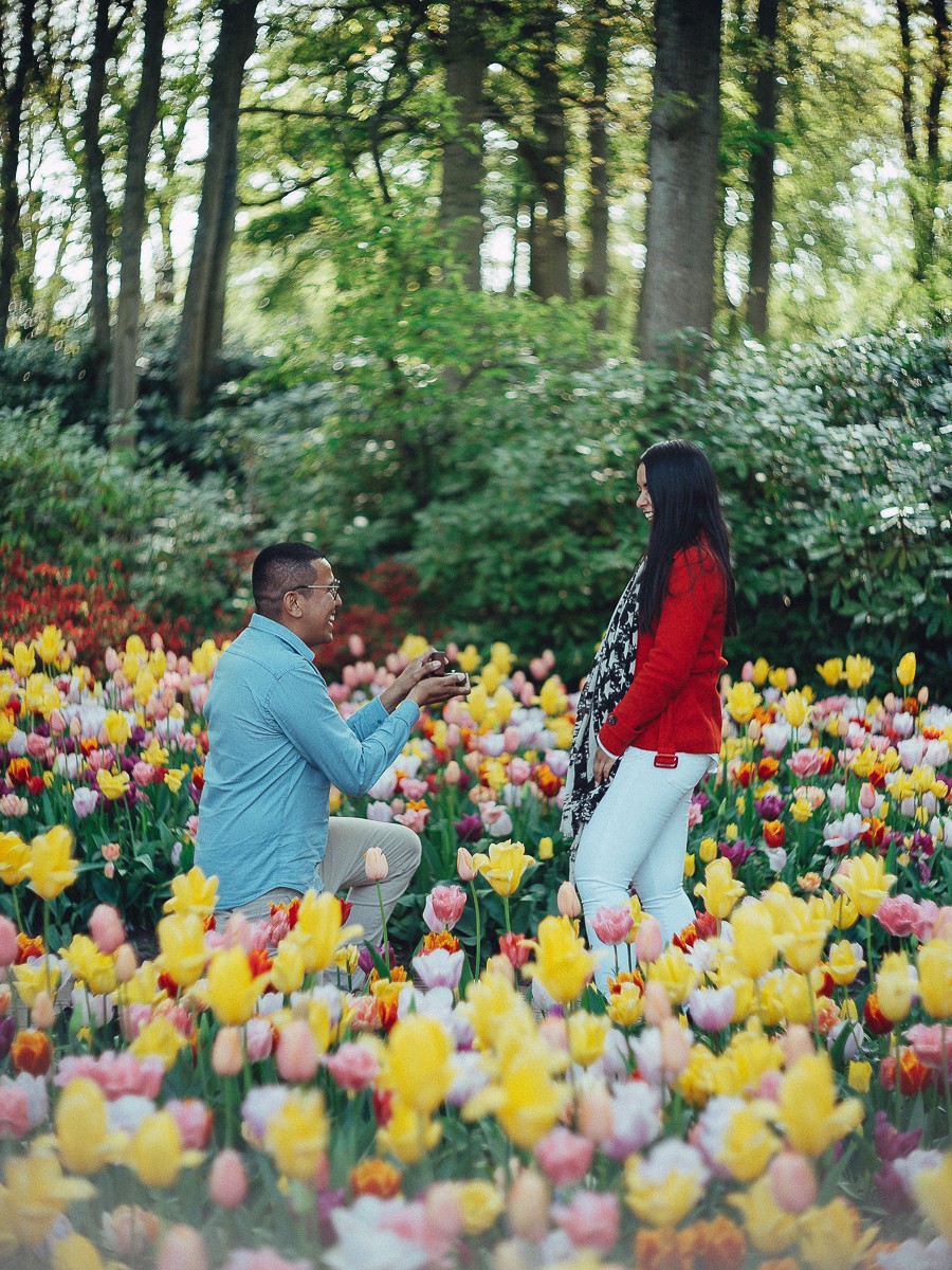 Authentic Proposal Photos with Tulips