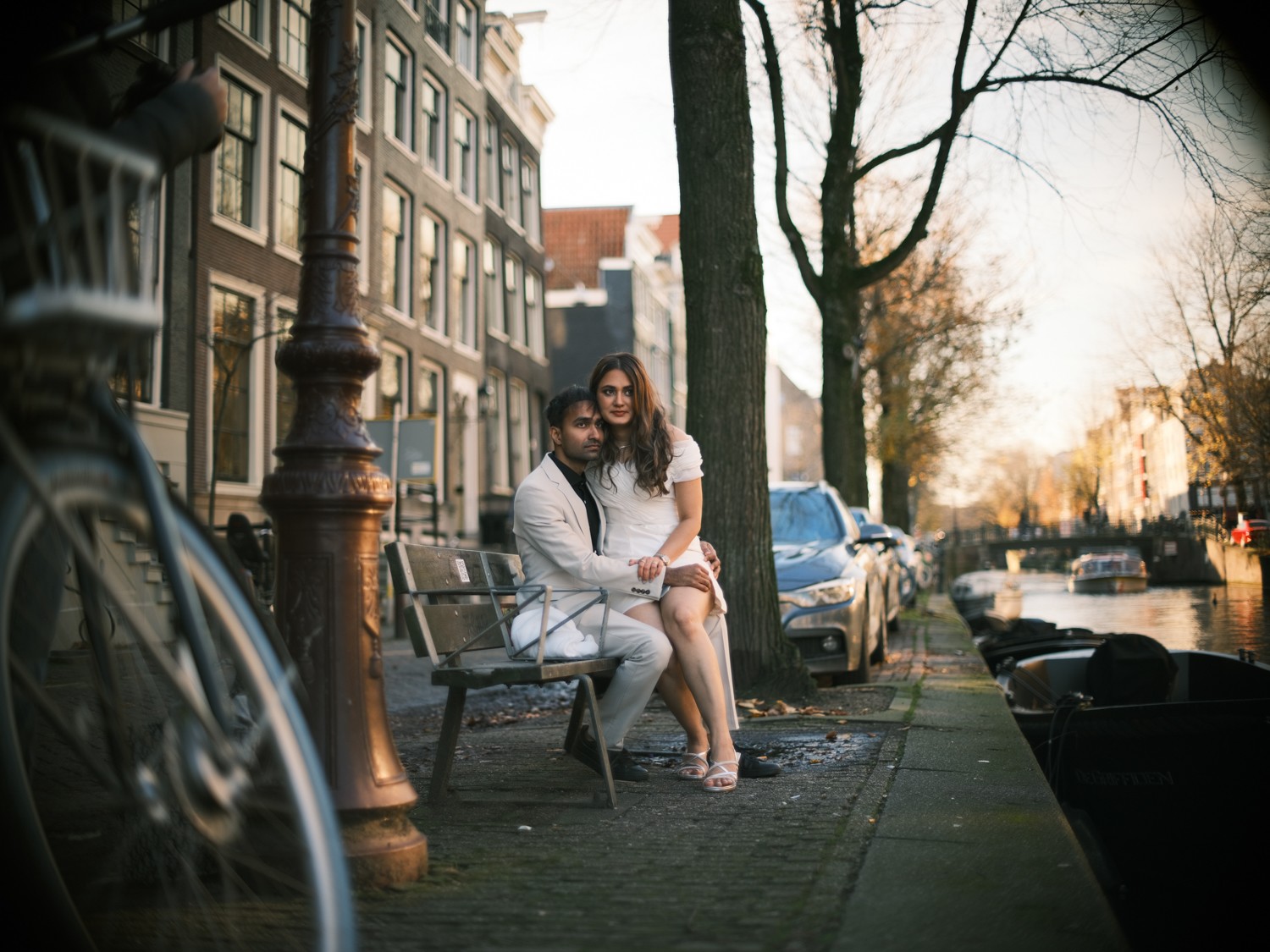 Bride and Groom Pictures Along Amsterdam Canals