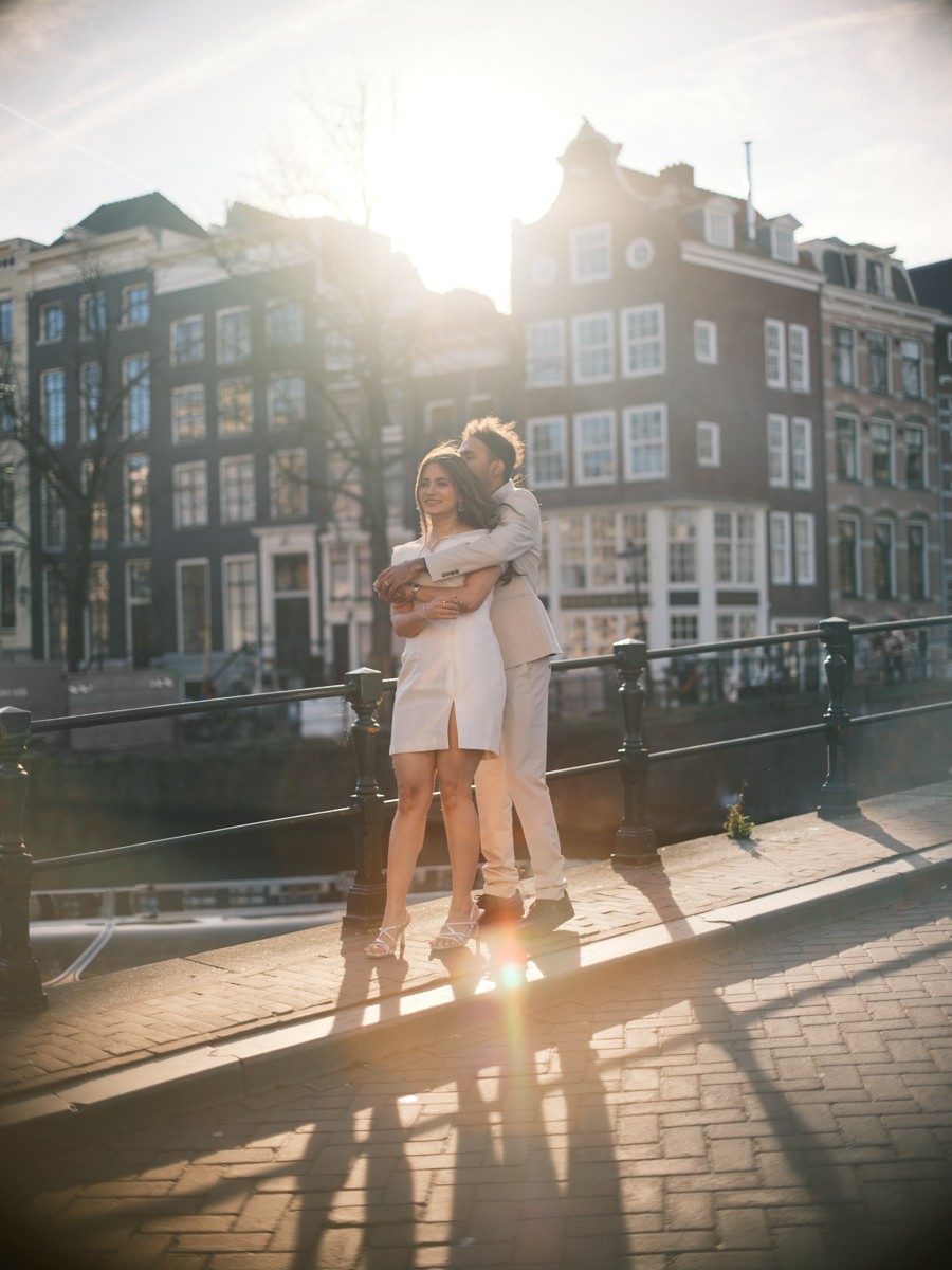 Amsterdam Bride and Groom Portrait Session on Canals