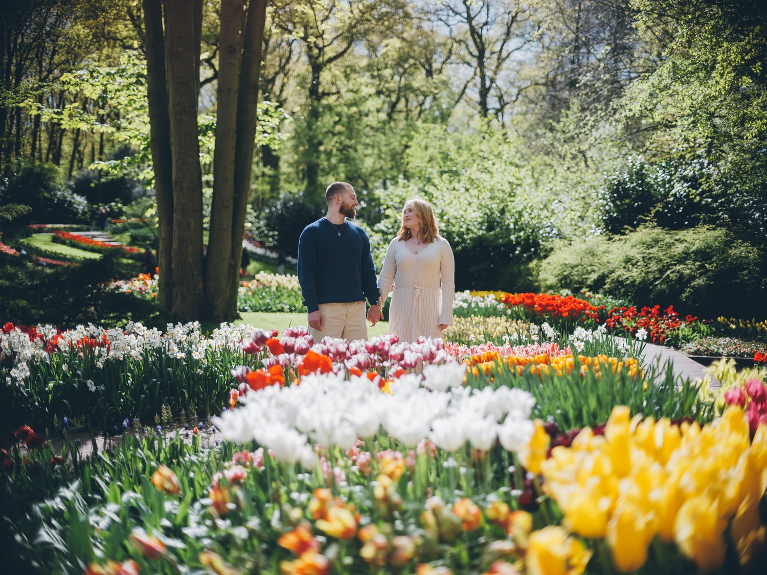 Genuine Couple Pictures in Spring Tulip Fields