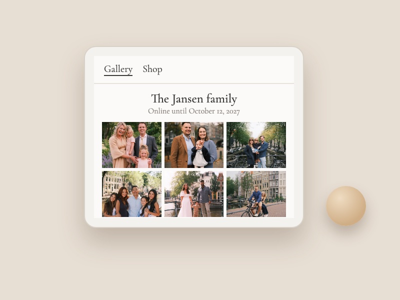 Online gallery of the Jansen family that stays online until October 12, 2027, with six family photos in a grid